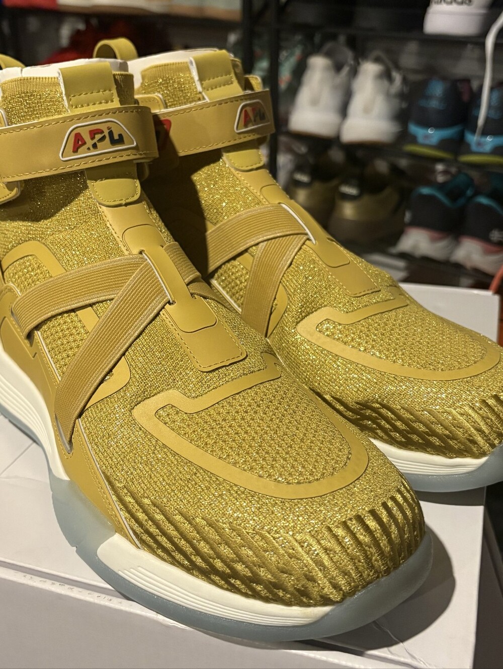 APL Super Future High-Top Sneakers in Metallic Yellow